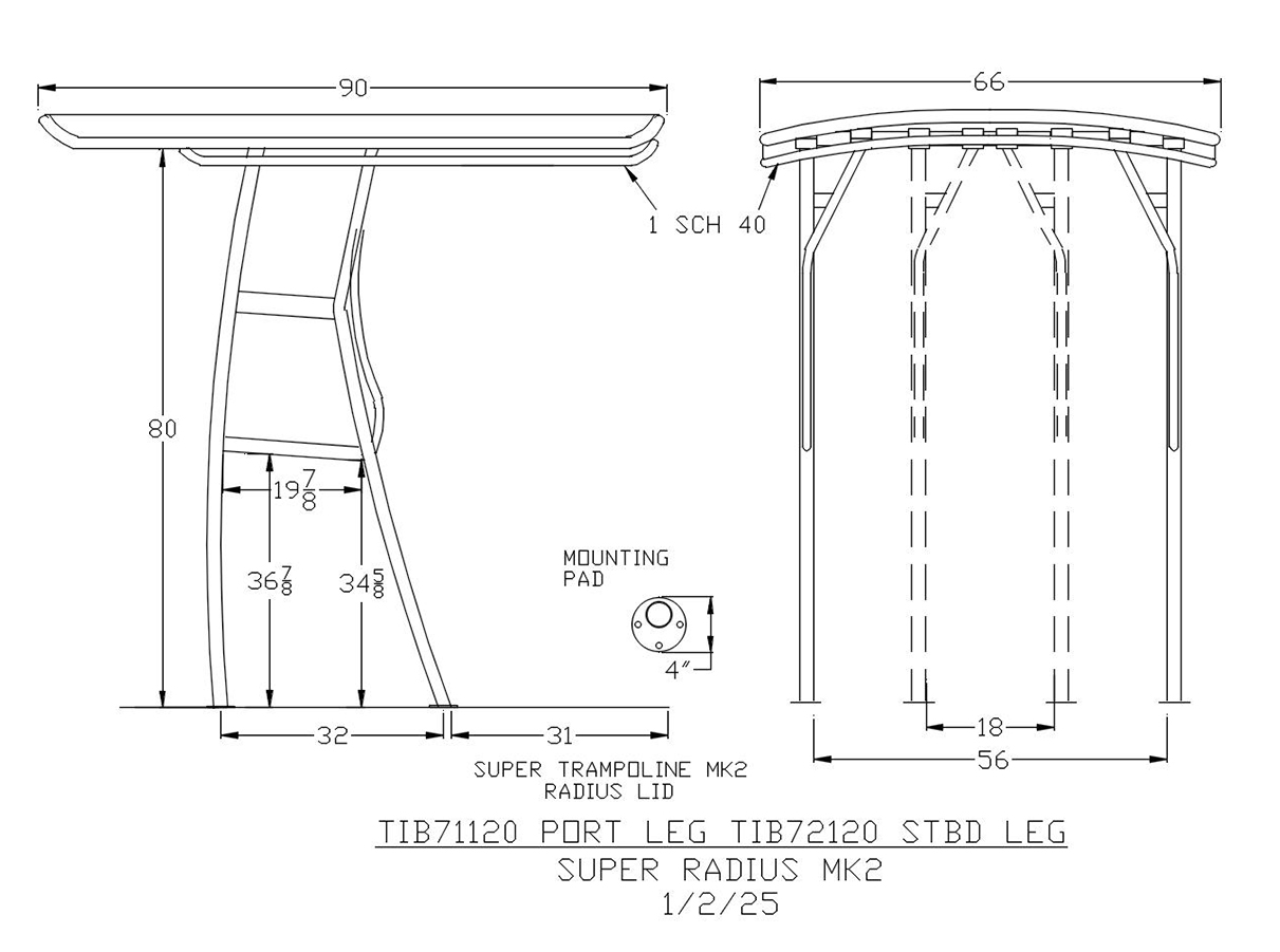 SUPER Radius® Fiberglass MK2 technical blueprint