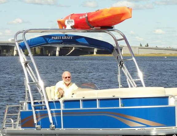 Pontoon Arch installed view with bimini compatibility