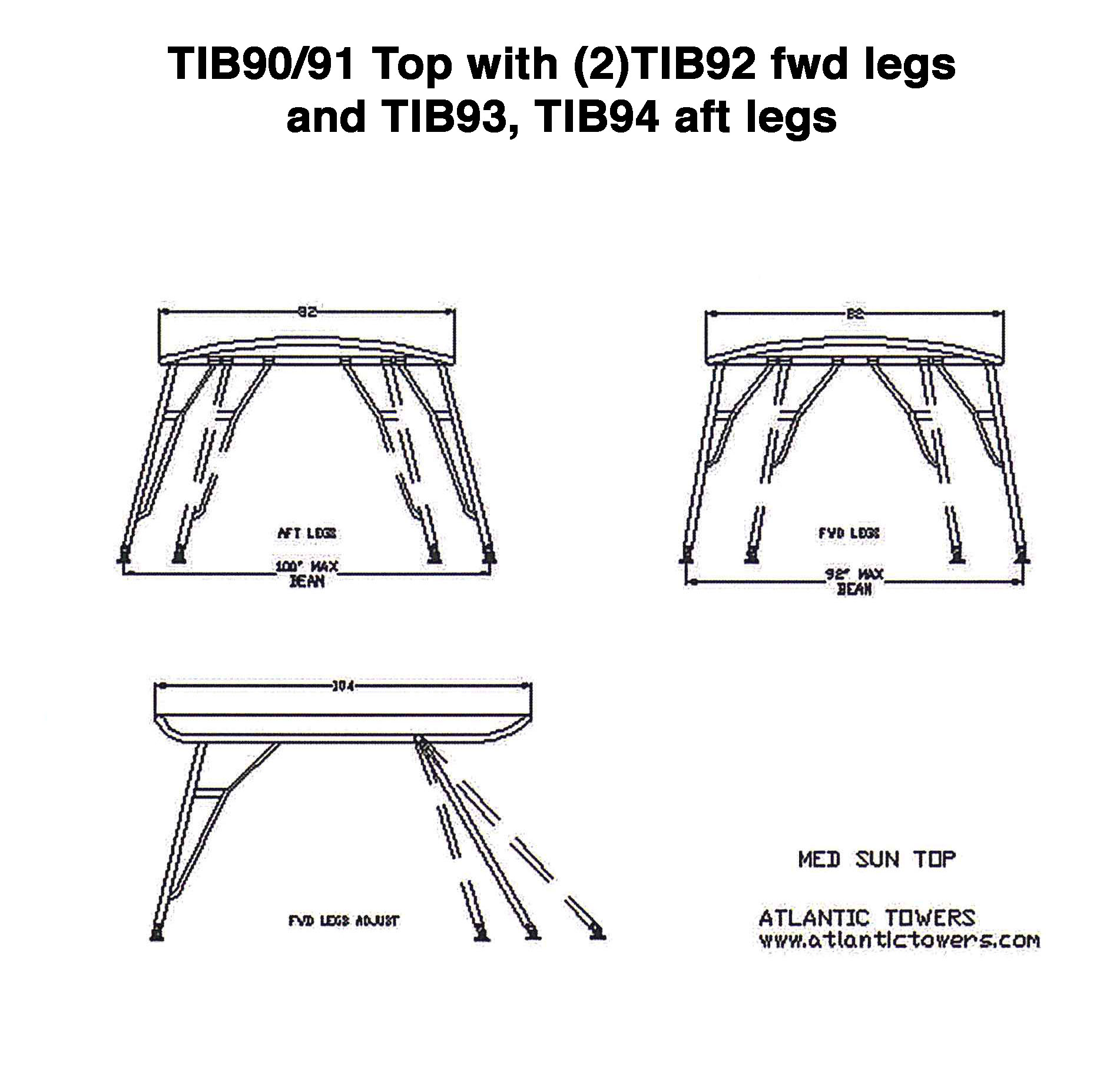 SunTop standard dimensions in inches
