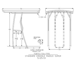 Super Radius® T-Top fitment drawing