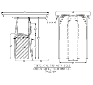 Super Radius® T-Top geometry drawing