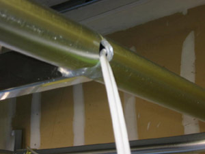 Concealed wiring routed through the Super Trampoline frame