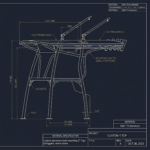 Technical T-top installation blueprint