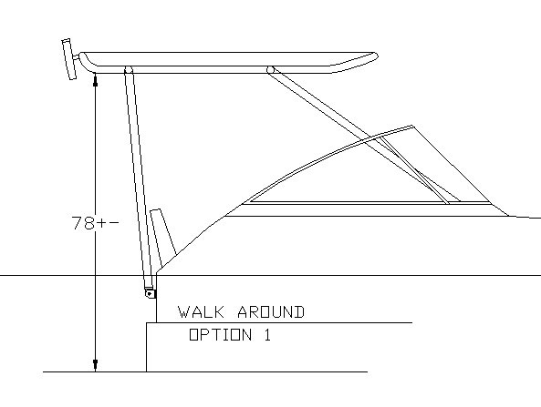 Outside-mount WalkAround Tee supporting-leg configuration